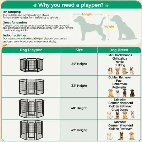 Yaheetech 6 Panels Dog Playpen Panels Metal Pet Playpen, Black image {5}