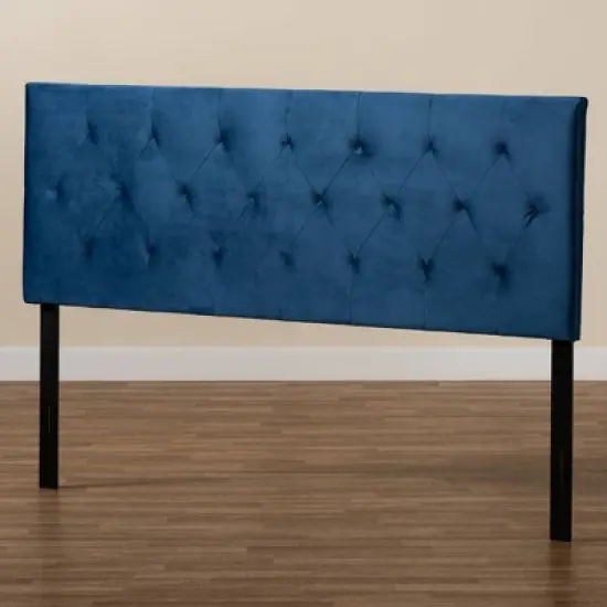 Queen Felix Velvet Fabric Upholstered Headboard Blue - Baxton Studio image {4}