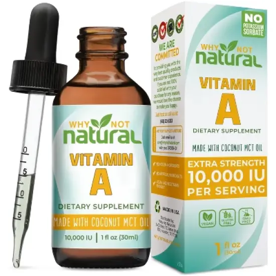 Why Not Natural Vitamin A Drops 10,000 IU &ndash; Liquid Retinyl Palmitate with MCT Oil, Vegan Supplement for Skin & Acne, 1 fl oz image {8}