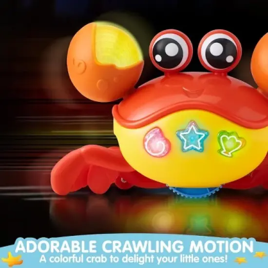 Joyfy Crawling Crab Baby Toy -Tummy Time Toy for Boys Girls, Interactive Big Crab Toy with Lights Buttons, Dancing Crab Obstacles, Gift for Toddlers image {5}