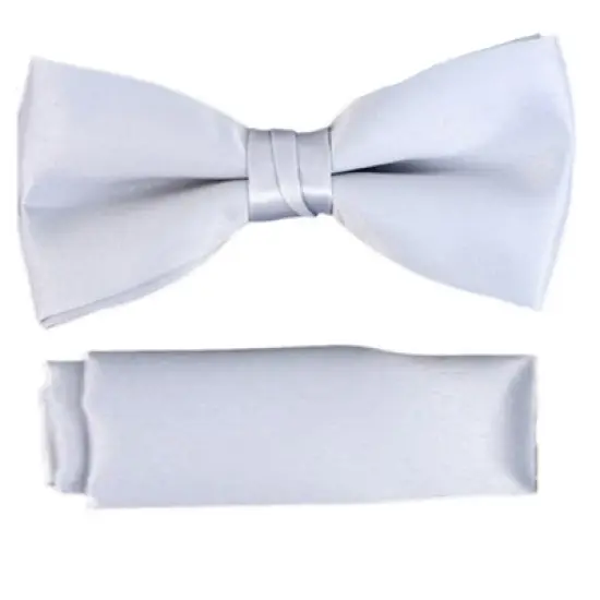 New Men's Solid Pre Tied Bow Tie and Hanky Set image {22}