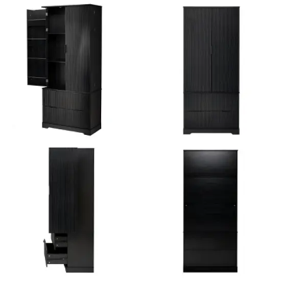 72" Freestanding Fluted Pantry Cabinet with 2 Large Drawers & Adjustable Door Spice Racks for Kitchen or Entryway Storage-Cuddlewood image {4}