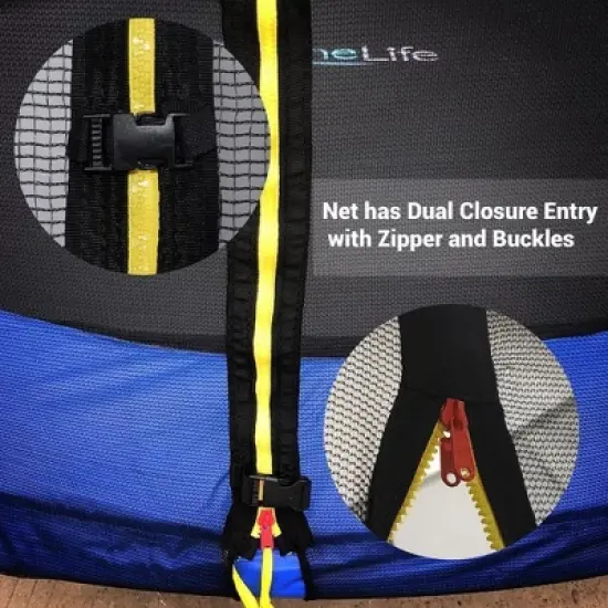 SereneLife 8ft Outdoor Jumping Trampoline with Safety Net Enclosure SLTRA8BL - Large Jumping Surface image {6}