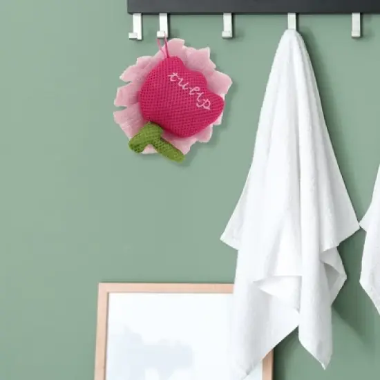 Unique Bargains Cartoon Bath Sponge Rose Red Pink 1 Pc image {4}