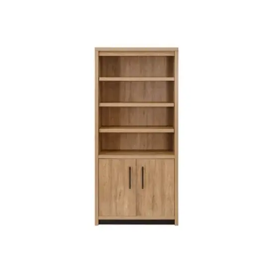 78" Abbott Contemporary Wood Laminate Bookcase with Doors Light Brown - Martin Furniture image {2}