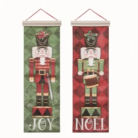 Transpac Canvas and MDF Nutcracker Decor Set of 2 Christmas Home Decorations for Festive Holiday Cheer image {1}