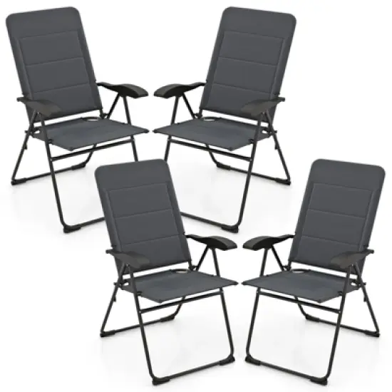 Tangkula 4PCS Patio Folding Chairs Back Adjustable Reclining Padded Garden Furniture image {10}