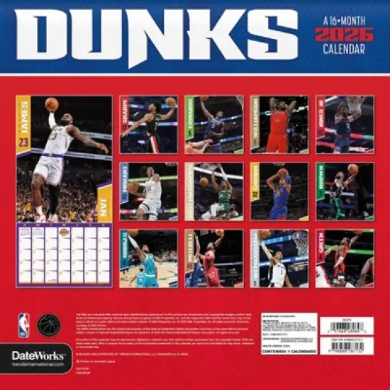 NBA 2026 Dunks 12"x12" Wall Calendar image {3}