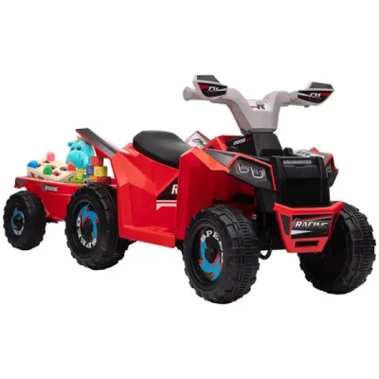 Aosom Kids ATV Quad Car with Back Trailer, 6V Kids Electric Car with Forward Backward Function for Toddlers Ages 18-36 Months image {9}