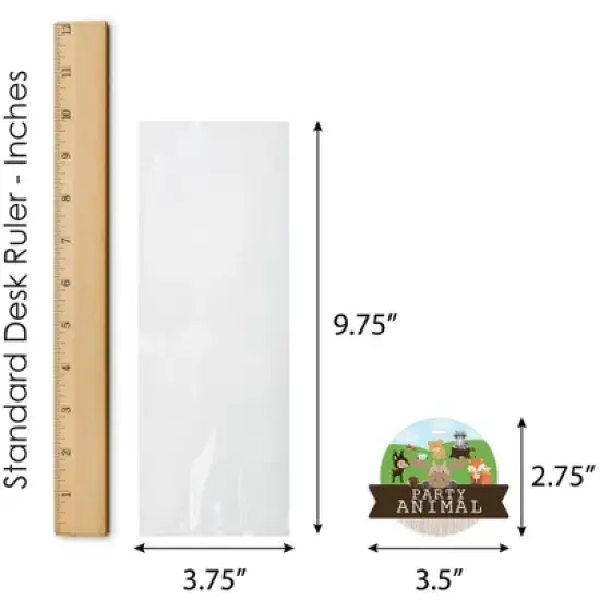 Big Dot of Happiness Woodland Creatures - Baby Shower or Birthday Party Clear Goodie Favor Bags - Treat Bags With Tags - Set of 12 image {6}