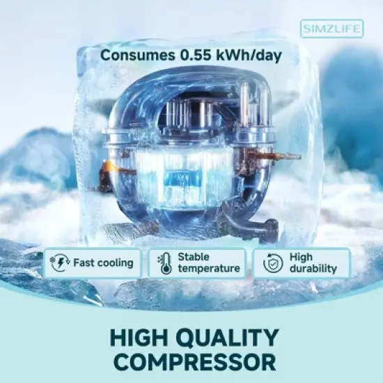 Simzlife 24Cans 1.6 cu. ft. Mini Fridge Cooler, Portable Beverage Refrigerator with Glass Door, Black image {6}