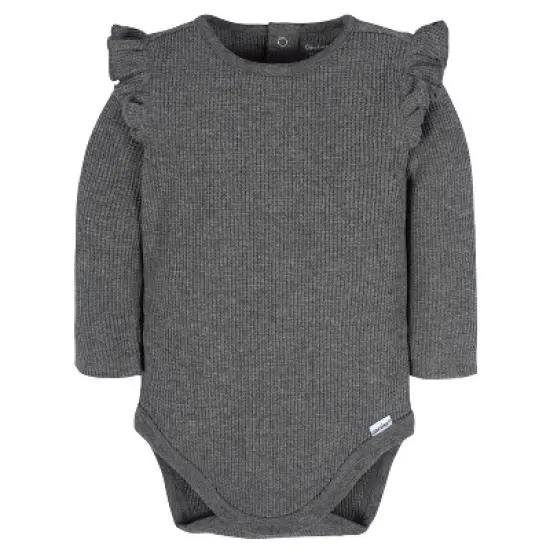 Gerber Baby Girls' Ruffle Long Sleeve Onesies&reg; Bodysuits - 2-Pack image {1}