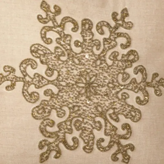 18"x18" Snowflake Design Beaded Pillow Down Filled Throw Pillow Bronze - Saro Lifestyle image {2}