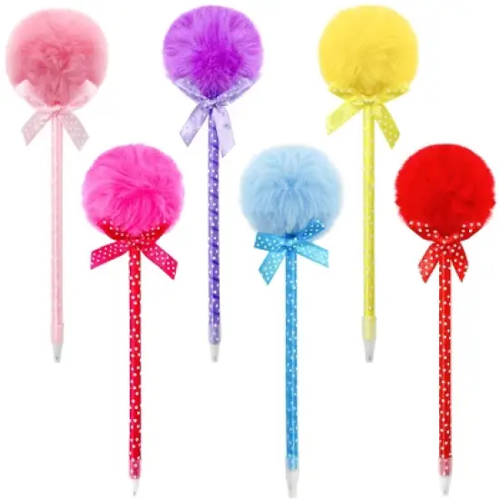 Wrapables Fluffy Ball Pom Pom Balpoint Pens (Set of 6) image {7}