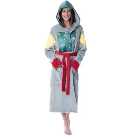 Star Wars Adult Boba Fett Bounty Hunter Fleece Robe Bathrobe For Men Women Multi image {6}
