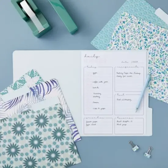 Paper Junkie 24 Pack Decorative File Folders, 6 Floral Designs, 1/3 Cut Tabs for Home, Office, School, Letter Size, Blue, Teal, Green, 9.5 x 11.5 in image {2}