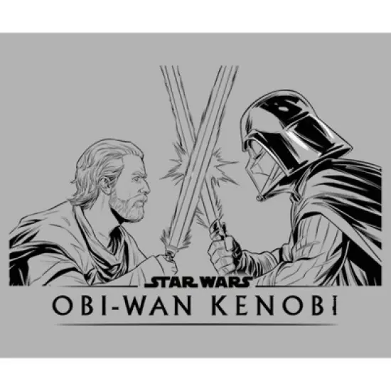 Boy's Star Wars: Obi-Wan Kenobi Darth Vader vs Kenobi Sketch Lightsaber Duel T-Shirt image {1}