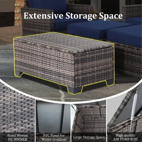 Yardgrace 6-Piece All-Weather Wicker Sofa Set with Storage Coffee Table image {6}