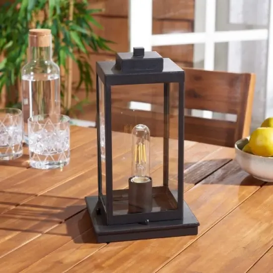 Rinnah 7" Outdoor Table Lamp - PLT7037 - Black - Safavieh image {2}