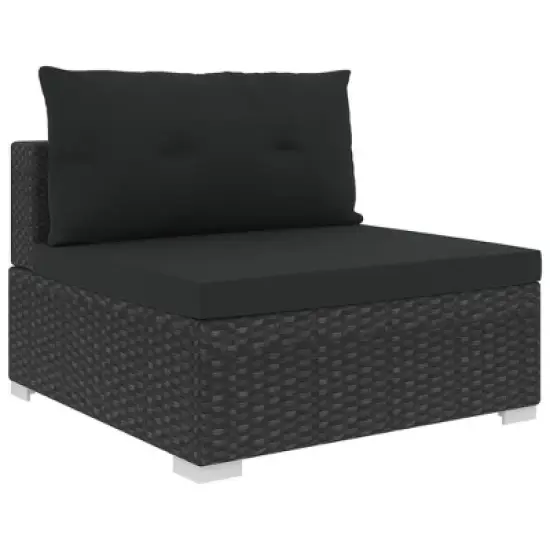 vidaXL 10 Piece Patio Lounge Set with Cushions Poly Rattan Black image {4}