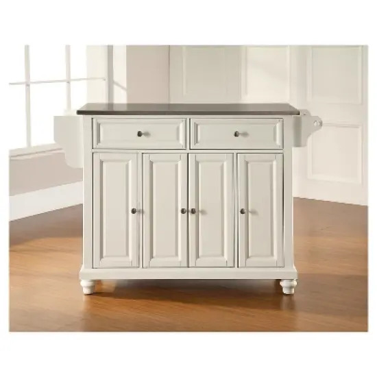 Cambridge Stainless Steel Top Kitchen Island - White - Crosley image {3}