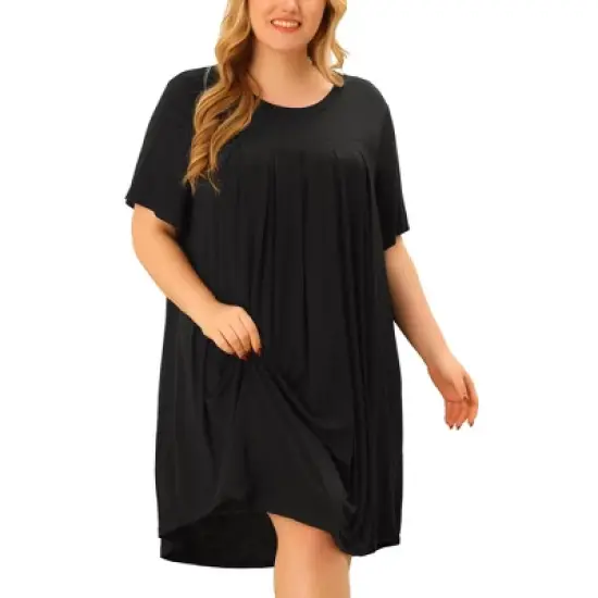 Agnes Orinda Women's Plus Size Comfort Solid Short Sleeve Nightgown image {6}