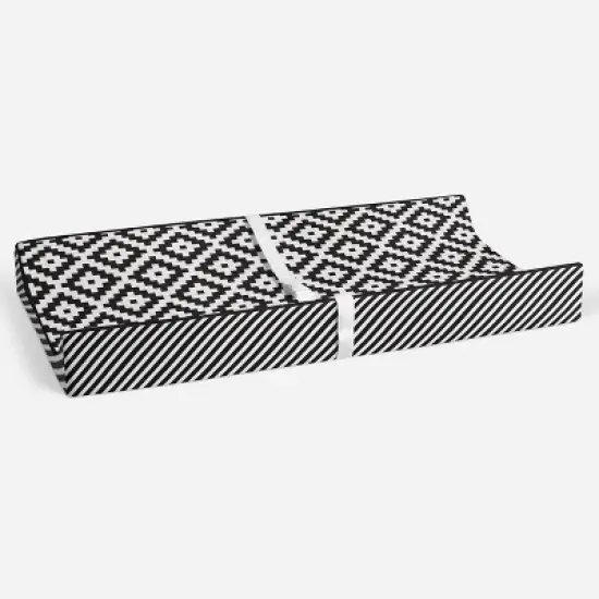 Bacati - Love Black/White Warp Stripes Changing Pad Cover image {3}