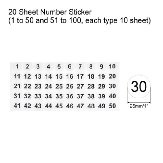 Unique Bargains Office Home Warehouse Self-Adhesive 1 to 100 Number Sticker image {1}