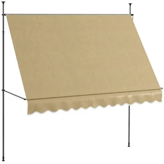 Resenkos Patio Awning, Outdoor Sun Shade Shelter Cover Awnings,10' x 4' Manual Retractable Awning, Non-Screw Patio Awning, UV Resistant, Beige image {7}