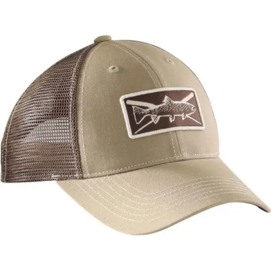 Flying Fisherman Trout Trucker Hat - Khaki/Chocolate image {1}