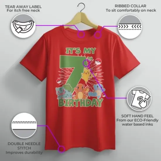 Boy's Pokemon It's My 7th Birthday Starters T-Shirt image {3}