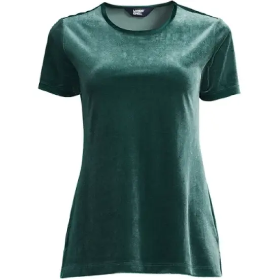 Lands' End Women's Short Sleeve Velvet Crew Neck Top image {3}