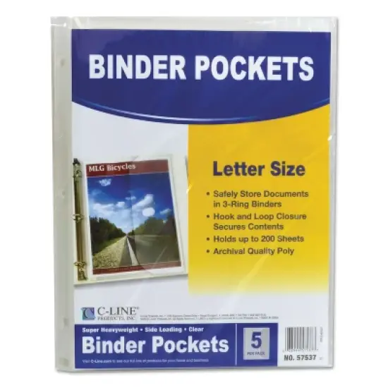 C-Line Poly Binder Pockets 11 1/2 x 9 1/4 Clear 5/Pack 57537 image {3}