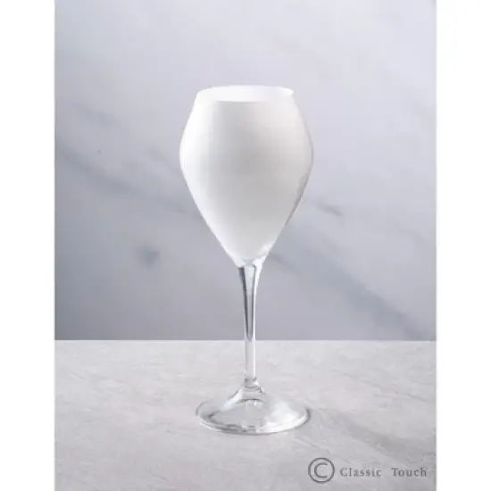 Classic Touch Set of 6 White V-Shaped Wine Glasses with Clear Stem image {2}