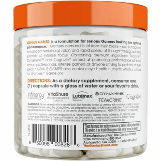 Genius Gamer &ndash; Brain Supplement for Gamers to Improve Focus, Clarity, Reaction Time & Blue Light Support &ndash; 80 Pills with Lutemax image {6}