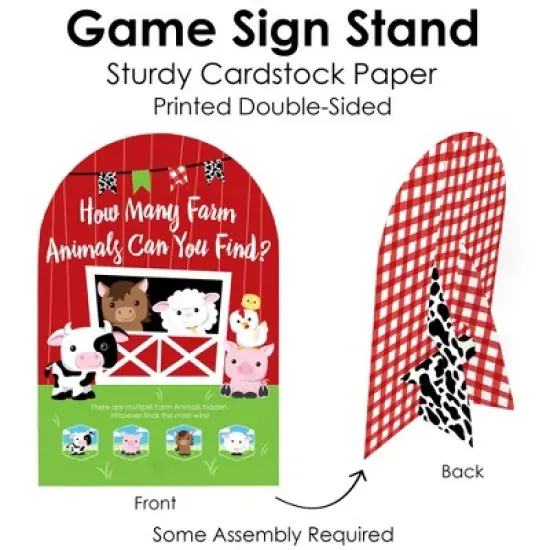 Big Dot of Happiness Farm Animals - Barnyard Baby Shower or Birthday Party Scavenger Hunt - 1 Stand and 48 Game Pieces - Hide and Find Game image {4}