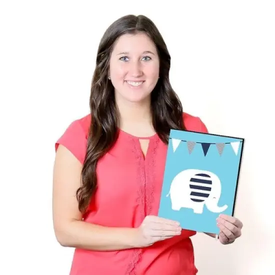 Big Dot of Happiness Blue Elephant - Baby Boy Nursery Wall Art and Kids Room Decorations - Gift Ideas - 7.5 x 10 inches - Set of 3 Prints image {4}