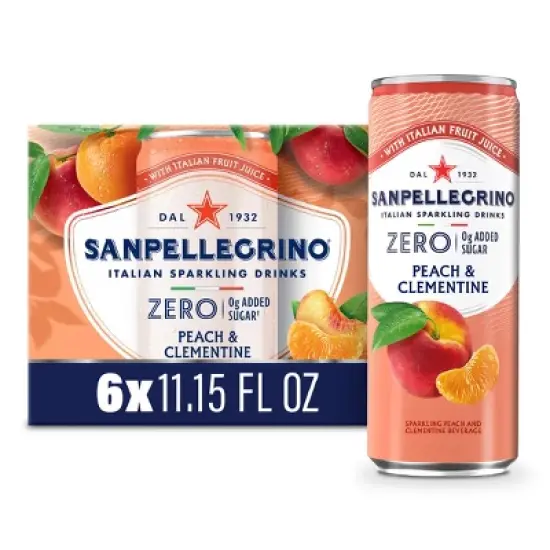 Sanpellegrino Zero Clementine & Peach Italian&nbsp;Sparkling Beverage - 6pk/11.15 fl oz Cans image {7}