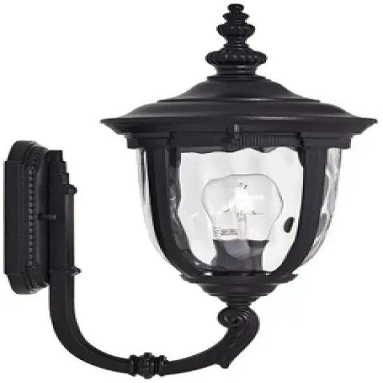 John Timberland Bellagio Vintage Rustic Outdoor Wall Light Fixture Texturized Black Upbridge 16 1/2" Clear Hammered Glass for Post Exterior Barn Deck image {5}