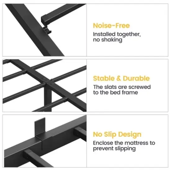 Whizmax 14 Inch Bed Frame with Storage,Metal Platform Bed Frame No Box Spring Needed Steel Slat Support, Black image {4}