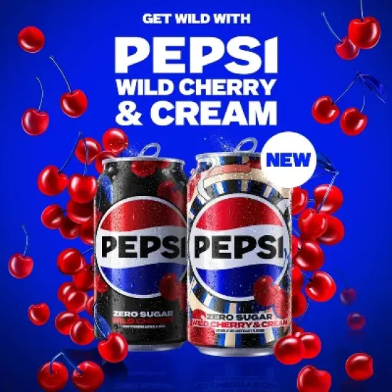 Pepsi Wild Cherry & Cream Zero Sugar Soda - 12pk/12 fl oz Cans image {1}