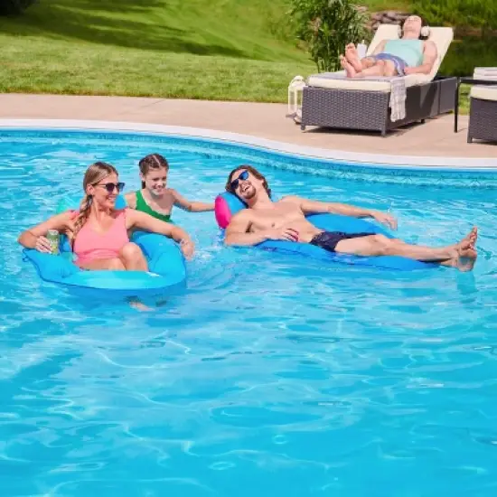 SwimWays Spring Float Premium Recliner Pool Lounger with Hyper-Flate Valve, Inflatable Pool Float, Blue image {1}