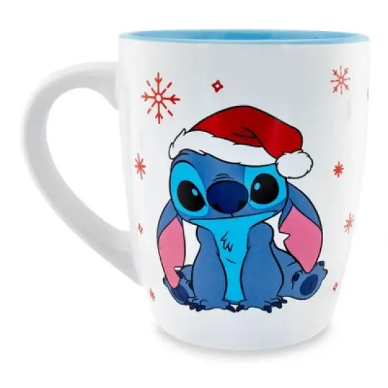 Silver Buffalo Disney Lilo & Stitch Santa Hat Jumbo Curved Ceramic Latte Mug | Holds 25 Ounces image {1}