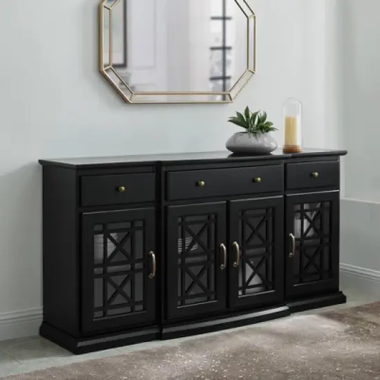 Selma Transitional 3 Tiered Ornate Fretwork Door Sideboard - Saracina Home image {1}