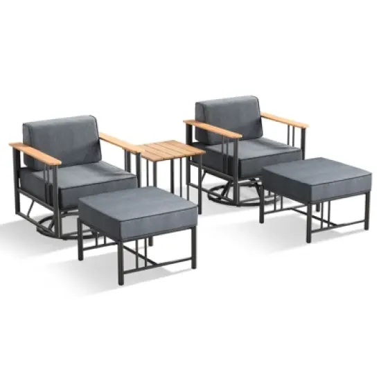 Belord Luxury Patio Swivel Chairs with 6" Extra Thick Cushions, Small Patio Furniture Set with Swivel Glider Outdoor Chairs for Porch, Balcony image {3}