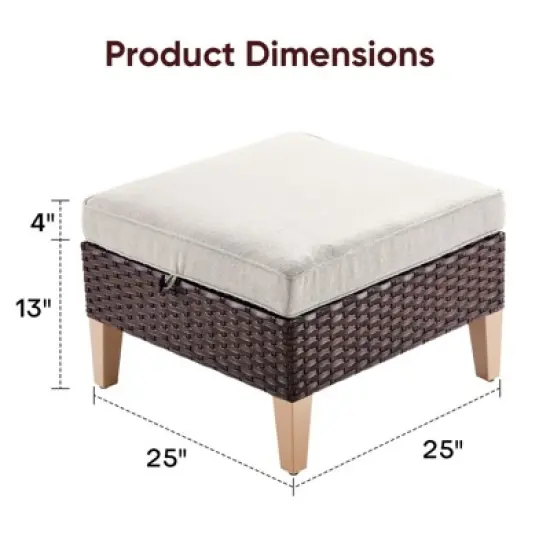 Gymojoy 2PCS Outdoor Patio Ottomans Wicker Ottomans Multipurpose Outdoor Furniture for Patio image {3}