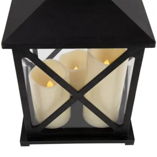 Northlight 12.5" Black Candle Lantern with 3 Flameless LED Candles image {5}