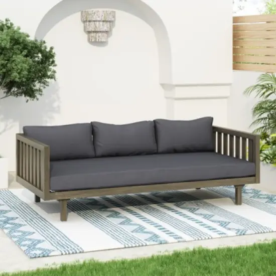 DSVIMOY Daybed, 3 Seater Daybed Conversation Set with Rattan Arms, Gray, 67.5"*32"*24.25" image {5}