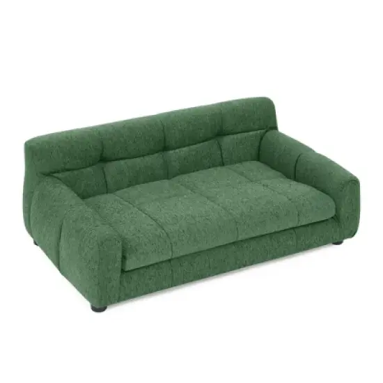 Soft and comfortable pet sofa with backrest and armrests, suitable for modern rectangular pet sofas for small and medium-sized dogs-Green image {6}