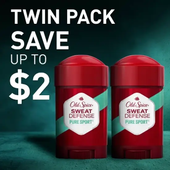 Old Spice Hardest Working Collection Sweat Defense Solid Antiperspirant & Deodorant Pure Sport Plus Twin Pack - 2.6oz image {9}
